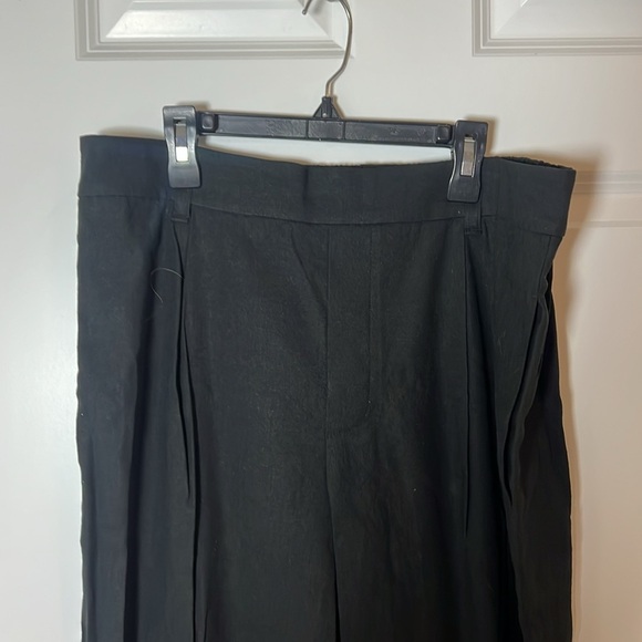 VINCE Women's L Black Straight Leg Linen Blend Pull On Slacks V963722291 Stretch - Picture 3 of 8